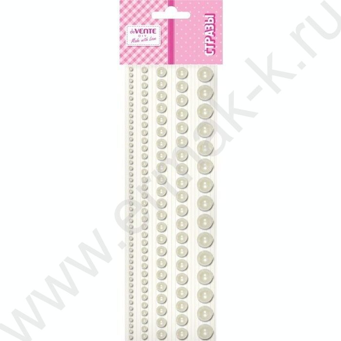 Наклейки-стразы акриловые "DIY Pearls" 5 размеров, 115шт /серебряные /блистер | Фото 1
