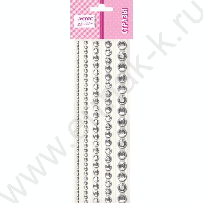 Наклейки-стразы акриловые "DIY Jewelry Inspiration" 5 размеров, 130шт /серебряные /блистер | Фото 1