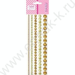 Наклейки-стразы акриловые "DIY Jewelry Inspiration" 5 размеров, 130шт /золотые /блистер | Фото 1