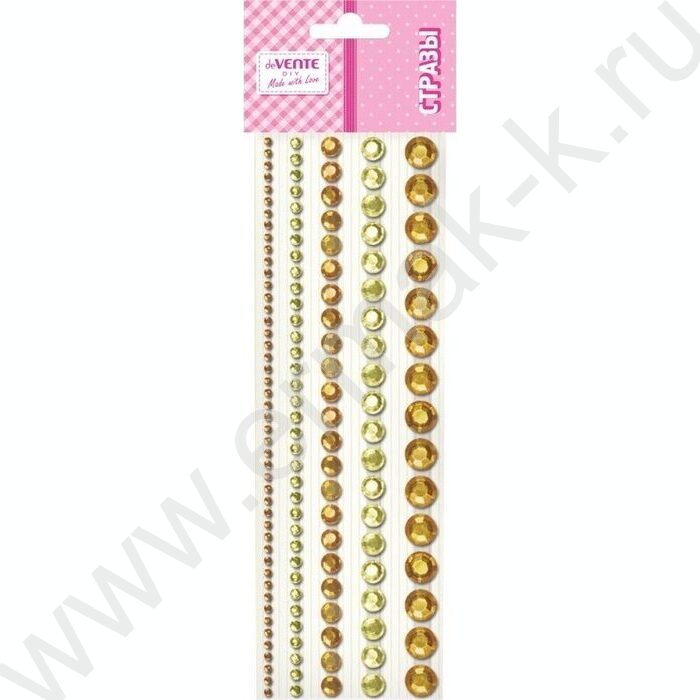 Наклейки-стразы акриловые "DIY Jewelry Inspiration" 5 размеров, 130шт /золотые /блистер | Фото 1