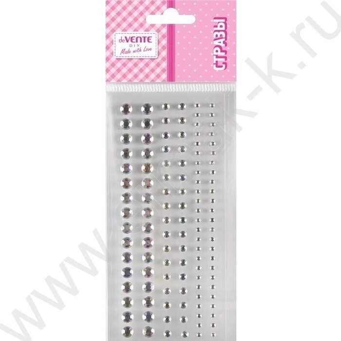 Наклейки-стразы акриловые "DIY Mixed size Rhinestones set" d=2, 3, 5мм, 116шт /перламутров /блис | Фото 1