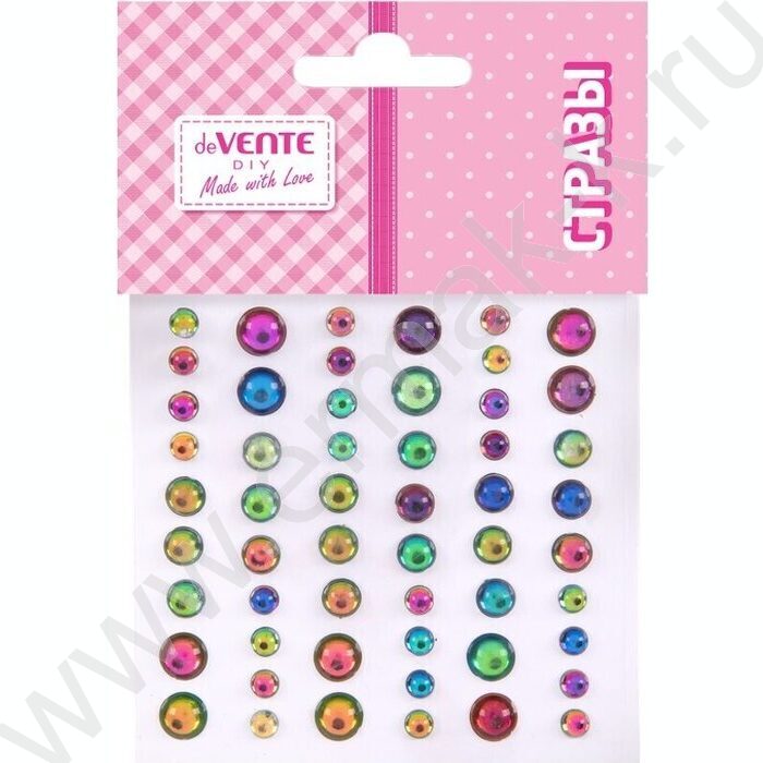 Наклейки-стразы акриловые "DIY Iridescent Pearl" 6мм–24шт, 8мм–18шт, 10мм–12шт  /жемчужные /блис | Фото 1