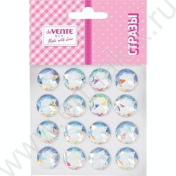 Наклейки-стразы акриловые "DIY Diamonds" d=20мм, 16шт  /радужные /блистер | Фото 1