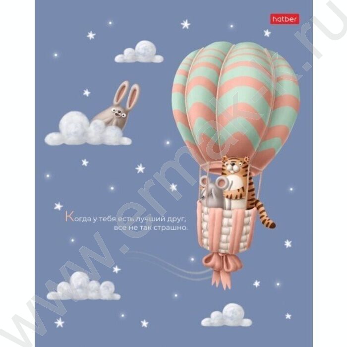 Тетрадь  40л клетка "На воздушном шаре" /ламинация Soft-touch/ ассорти | Фото 4