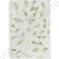 Тетрадь  80л клетка/спираль/пластик.обл. "NATURAL LEAVES" /тониров.блок | Фото 1