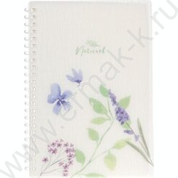 Тетрадь  80л клетка/спираль/пластик.обл. "NATURAL BLUE FLOWERS" /тониров.блок | Фото 1