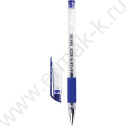 Ручка гелевая синяя 0,5мм /прозр.корпус, металл.наконечник, резин.держатель | Фото 1