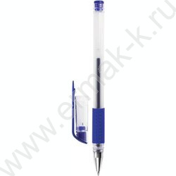 Ручка гелевая синяя 0,5мм /прозр.корпус, металл.наконечник, резин.держатель | Фото 2