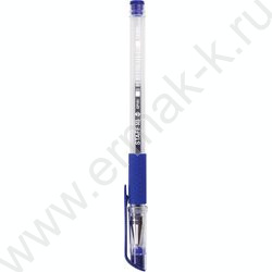 Ручка гелевая синяя 0,5мм /прозр.корпус, металл.наконечник, резин.держатель | Фото 3