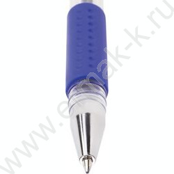 Ручка гелевая синяя 0,5мм /прозр.корпус, металл.наконечник, резин.держатель | Фото 4