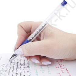 Ручка гелевая синяя 0,5мм /прозр.корпус, металл.наконечник, резин.держатель | Фото 8