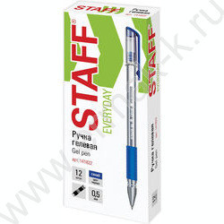 Ручка гелевая синяя 0,5мм /прозр.корпус, металл.наконечник, резин.держатель | Фото 9