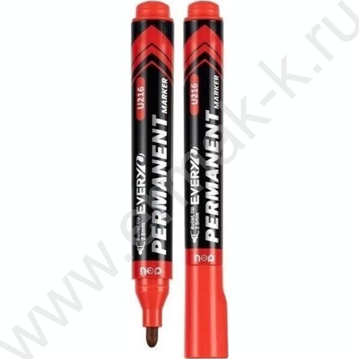 Маркер перм. /красный/ 2,5мм круг Everyu /заправляемый | Фото 1