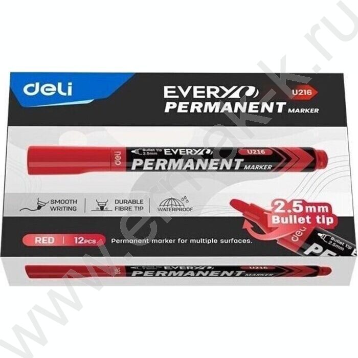 Маркер перм. /красный/ 2,5мм круг Everyu /заправляемый | Фото 2