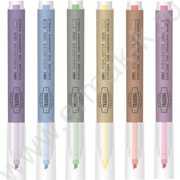 Текстовыделитель /набор  6цв/ 1-3,5мм косой, флуоросцентный /ПЭТ-бокс | Фото 1