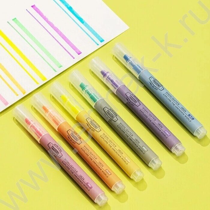 Текстовыделитель /набор  6цв/ 1-3,5мм косой, флуоросцентный /ПЭТ-бокс | Фото 4