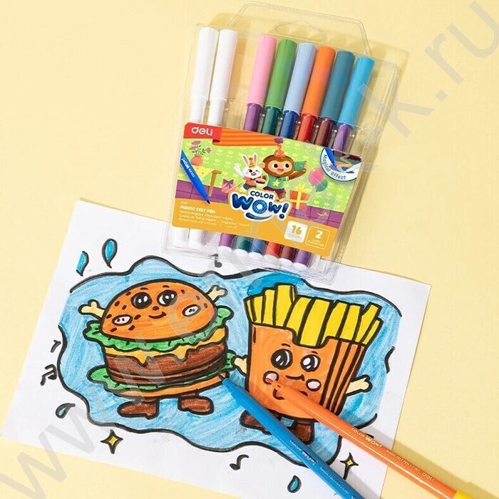 Фломастеры 8цв Colorwow, два блендера для смены цвета /ПВХ с европодвесом | Фото 3