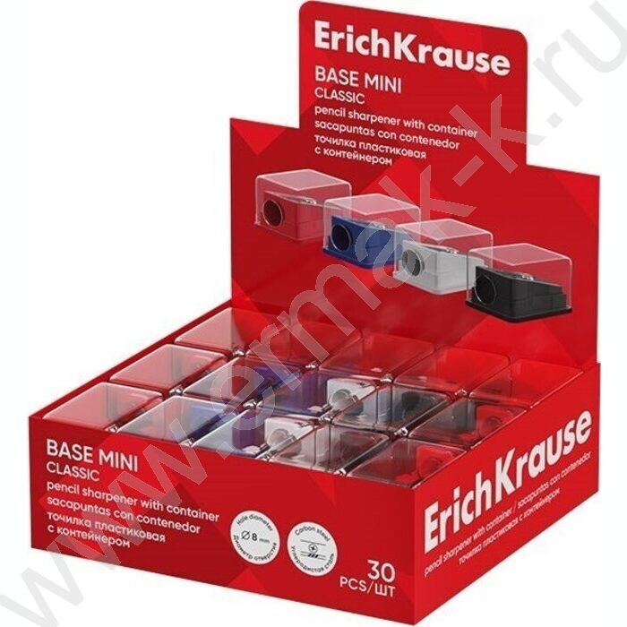 Точилка 1отв. пластик Base Mini, Classic /с контейнером /ассорти | Фото 2