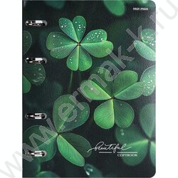 Тетрадь 120л клетка/кольца/интегр. обл./перфорация "Зеленые листья" /мат. лам.,холст/ | Фото 1