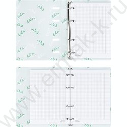 Тетрадь 120л клетка/кольца/интегр. обл./перфорация "Зеленые листья" /мат. лам.,холст/ | Фото 3