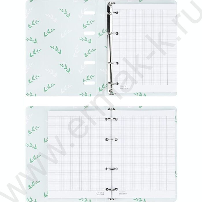 Тетрадь 120л клетка/кольца/интегр. обл./перфорация "Зеленые листья" /мат. лам.,холст/ | Фото 3