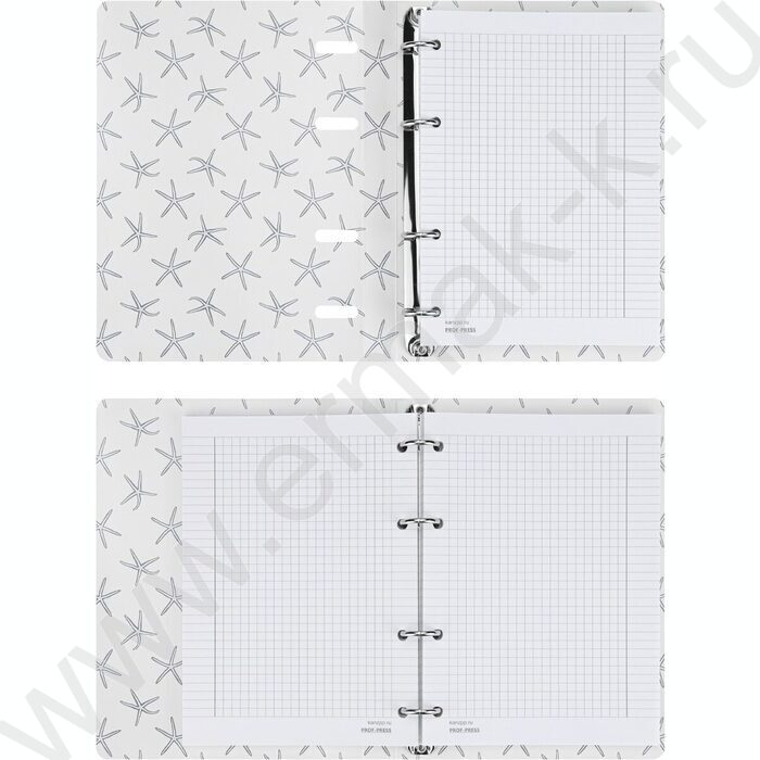 Тетрадь 120л клетка/кольца/интегр. обл./перфорация "Морская пена-3" /мат. лам.,холст/ | Фото 2