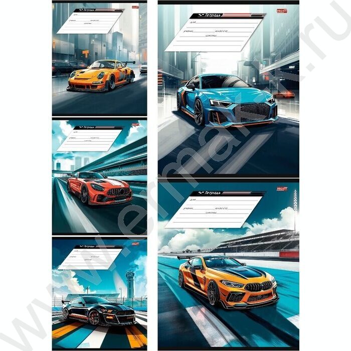 Тетрадь  12л клетка "Разные автомобили-5" 5видов | Фото 1