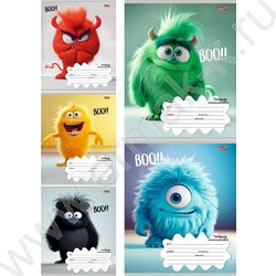 Тетрадь  12л клетка "Цветные монстрики-1" 5видов | Фото 1