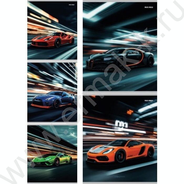 Тетрадь  48л линейка "Разные автомобили-9" ассорти | Фото 1