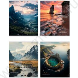 Тетрадь  80л клетка "Природа и горы" ассорти | Фото 1