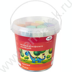 Мел цветной 12шт 6цв. круглые "Мультики" д/асфальта /пласт. ведро | Фото 1