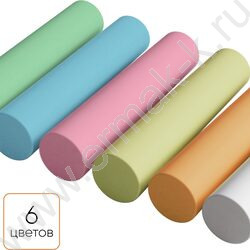 Мел цветной 12шт 6цв. круглые "Мультики" д/асфальта /пласт. ведро | Фото 2