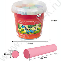 Мел цветной 12шт 6цв. круглые "Мультики" д/асфальта /пласт. ведро | Фото 4