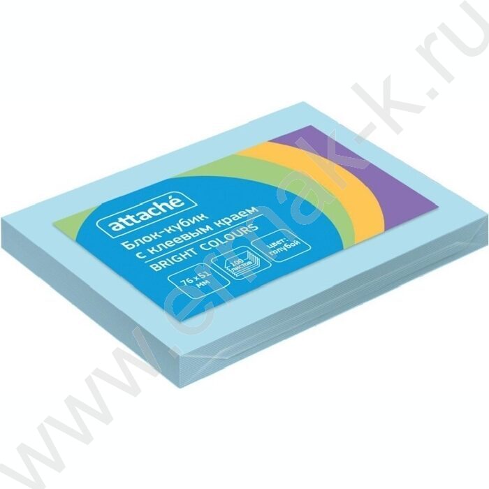 Бумага д/записей  51*76мм /100л, 60г/м², голубая с липким краем "Bright colours" | Фото 1