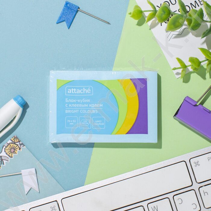 Бумага д/записей  51*76мм /100л, 60г/м², голубая с липким краем "Bright colours" | Фото 5