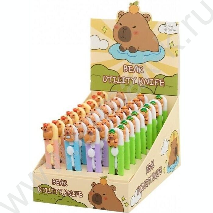 Нож канцелярский лезвие-4 см, размер 9 см Панда/цветной пластиковый держатель с фигуркой-панда | Фото 2