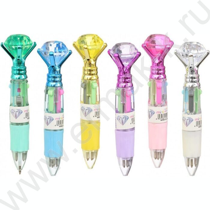 Ручка шар авт 4-х цв Мини.Кристалл /мини-корпус с цветным резиновым держателем | Фото 1