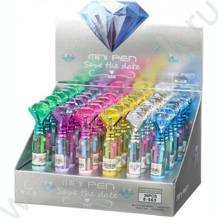 Ручка шар авт 4-х цв Мини.Кристалл /мини-корпус с цветным резиновым держателем | Фото 2