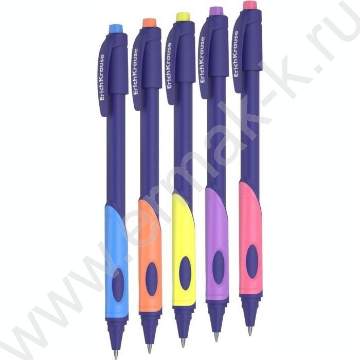 Ручка шар ErgoLine® Kids для левшей Stick&Grip Neon 0,5мм, синяя /корпус - ассорти | Фото 1