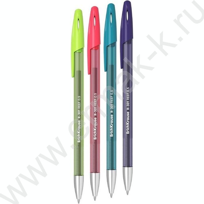 Ручка гелевая черная 0,5мм  R-301 Gel Stick Reef /тонированный корпус - ассорти | Фото 1