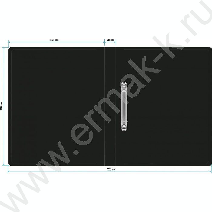 Папка 2 кольца 18мм  черная /пластик 0,5мм | Фото 3