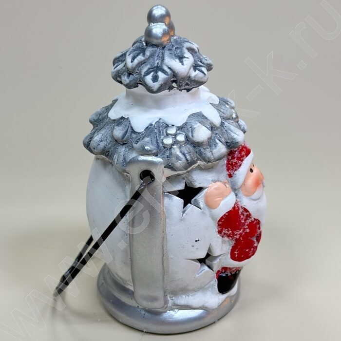 Подсвечник 6*6*12,5см. Шишка с рисунком Снеговика или Деда Мороза /ассорти, 9-177 | Фото 2