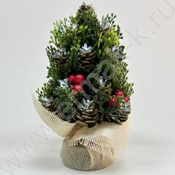 Елка с игрушкой серебро H=17см., 9-189 NEW | Фото 1