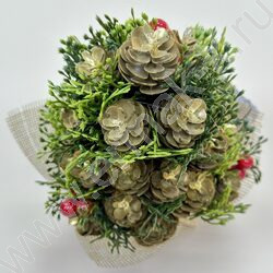 Елка с игрушкой золото H=17см., 9-190 NEW | Фото 2