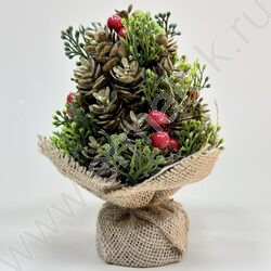 Елка с игрушкой золото H=15см., 9-193 NEW | Фото 1