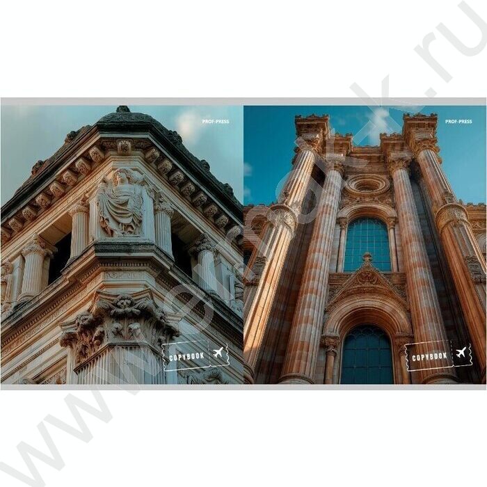 Тетрадь  48л клетка "Классическая архитектура" /перевертыши ассорти | Фото 3