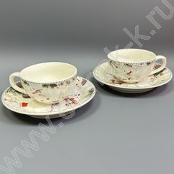 Набор посуды: 2 Кружки и 2 блюдца керам 120мл "Белый Медведь" NEW | Фото 1