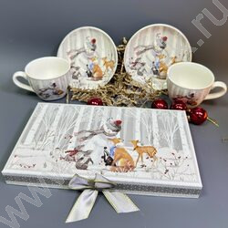 Набор посуды: 2 Кружки и 2 блюдца керам 130мл "Снеговик" NEW | Фото 5