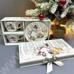 Набор посуды: 2 Кружки и 2 блюдца керам 130мл "Снеговик" NEW | Фото 6