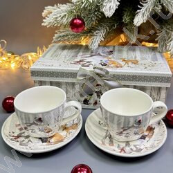 Набор посуды: 2 Кружки и 2 блюдца керам 130мл "Снеговик" NEW | Фото 8